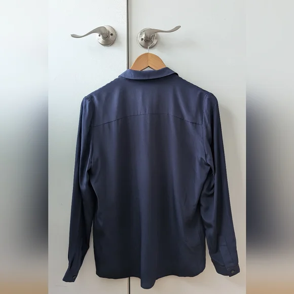 Thomas Pink Dark Blue/Purple Silk Button Down Shirt - Picture 5 of 8